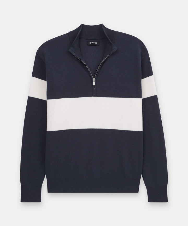 Café Cotton Cashmere Striped Quarter Zip