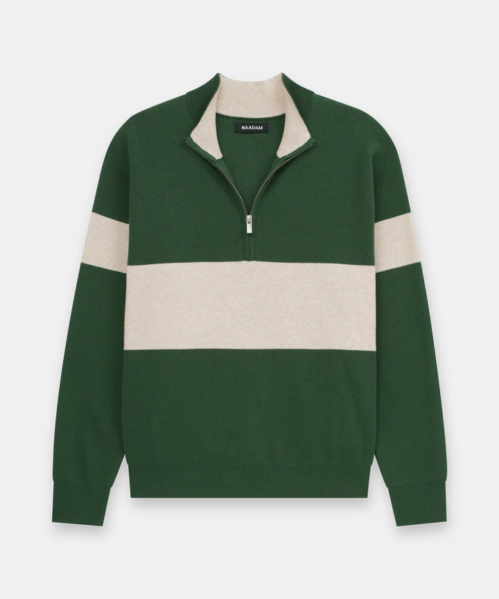 Café Cotton Cashmere Striped Quarter Zip
