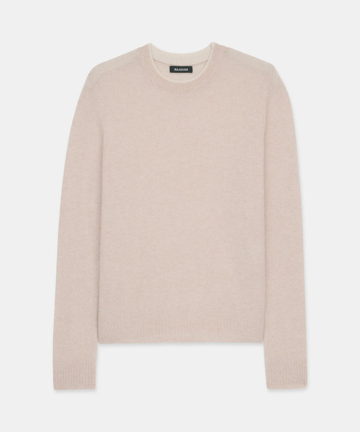 Lightweight Cashmere Contrast Trim Crewneck Sweater