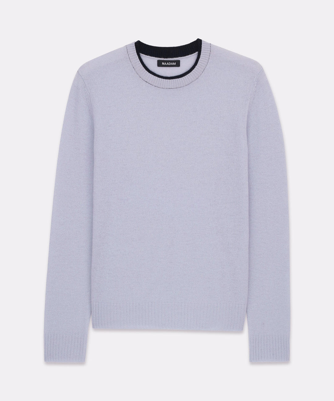 Lightweight Cashmere Contrast Trim Crewneck Sweater