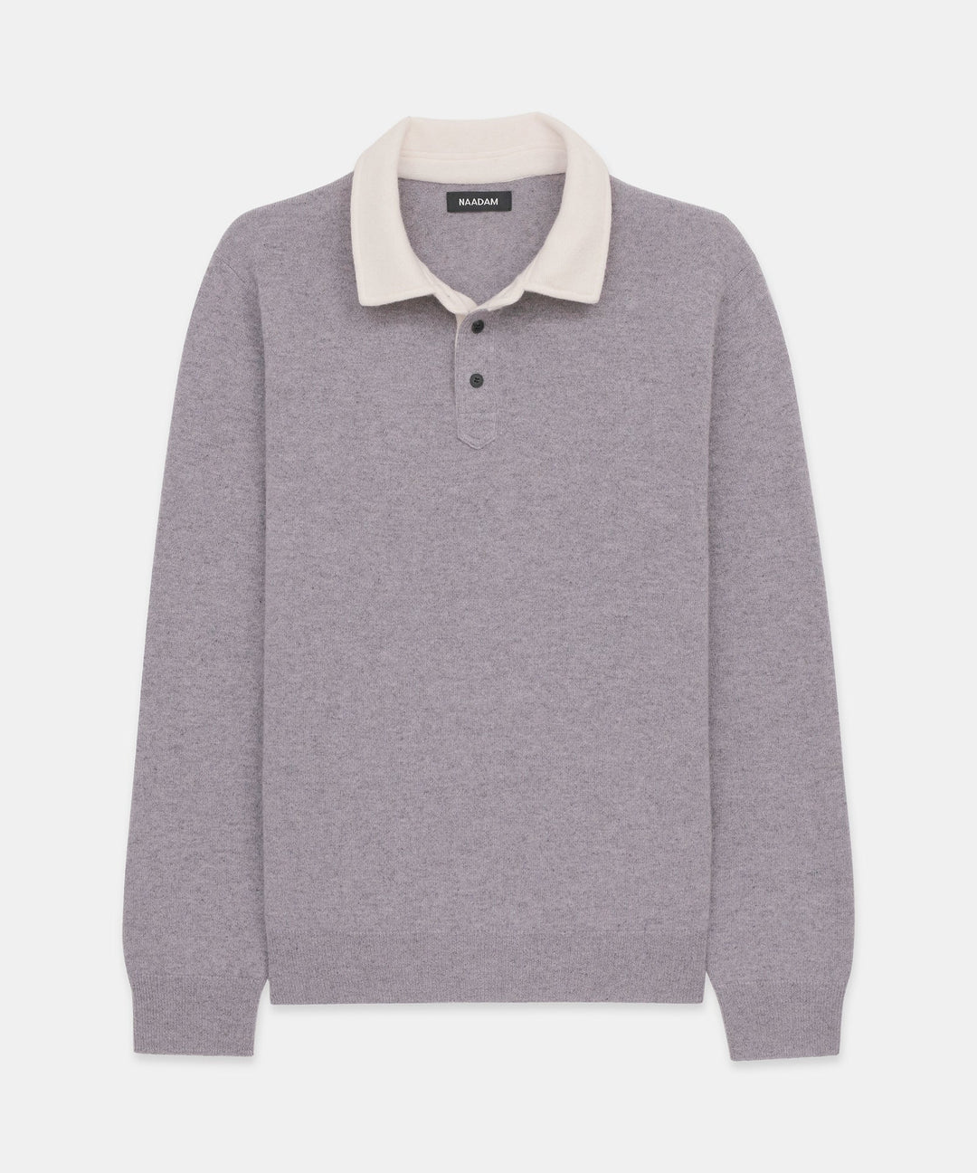 Signature Cashmere Long Sleeve Polo with Contrast Collar