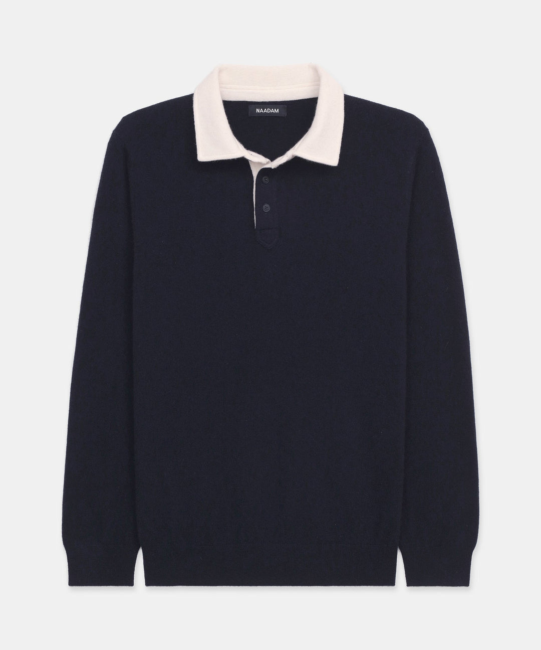 Signature Cashmere Long Sleeve Polo with Contrast Collar
