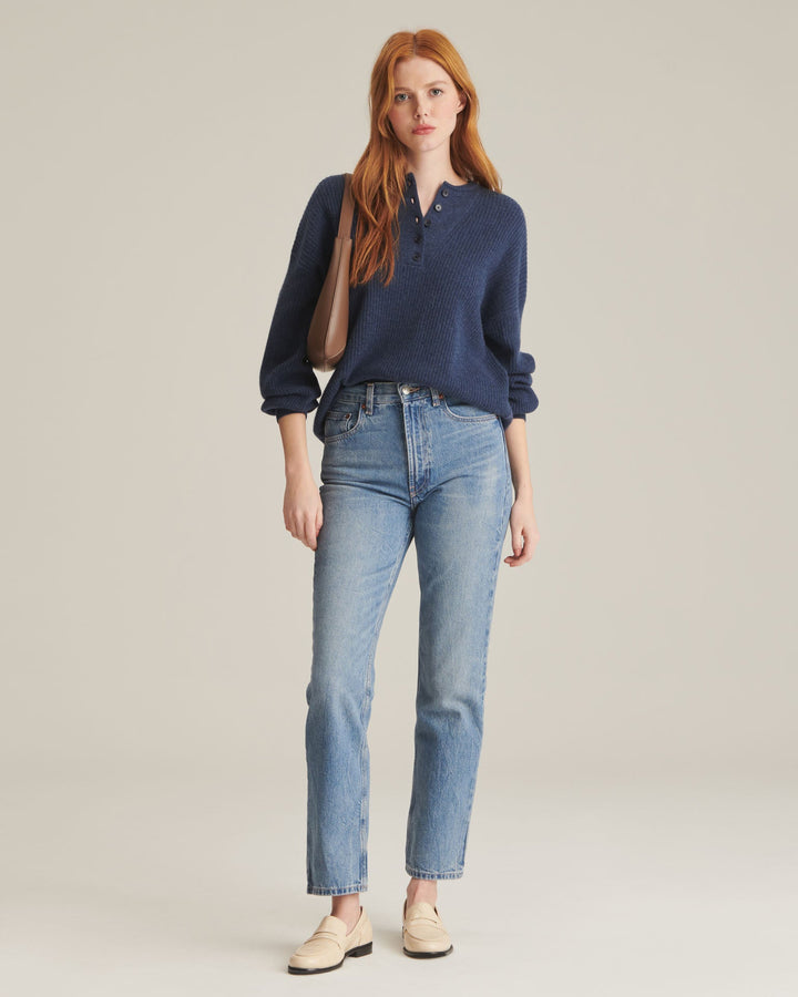 Recycled Cashmere Ribbed Henley