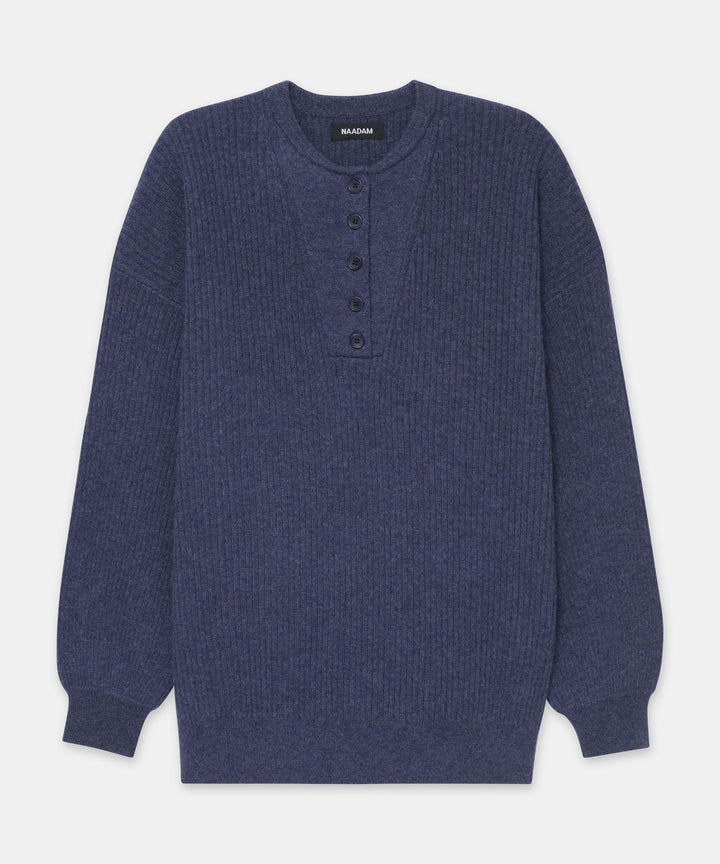 Recycled Cashmere Ribbed Henley