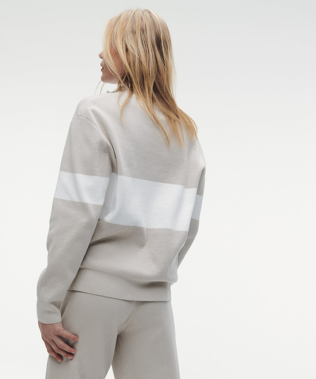 Café Cotton Cashmere Striped Quarter Zip