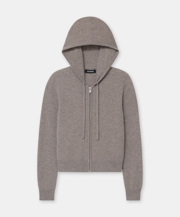 Signature Cashmere Cropped Zip Up Hoodie