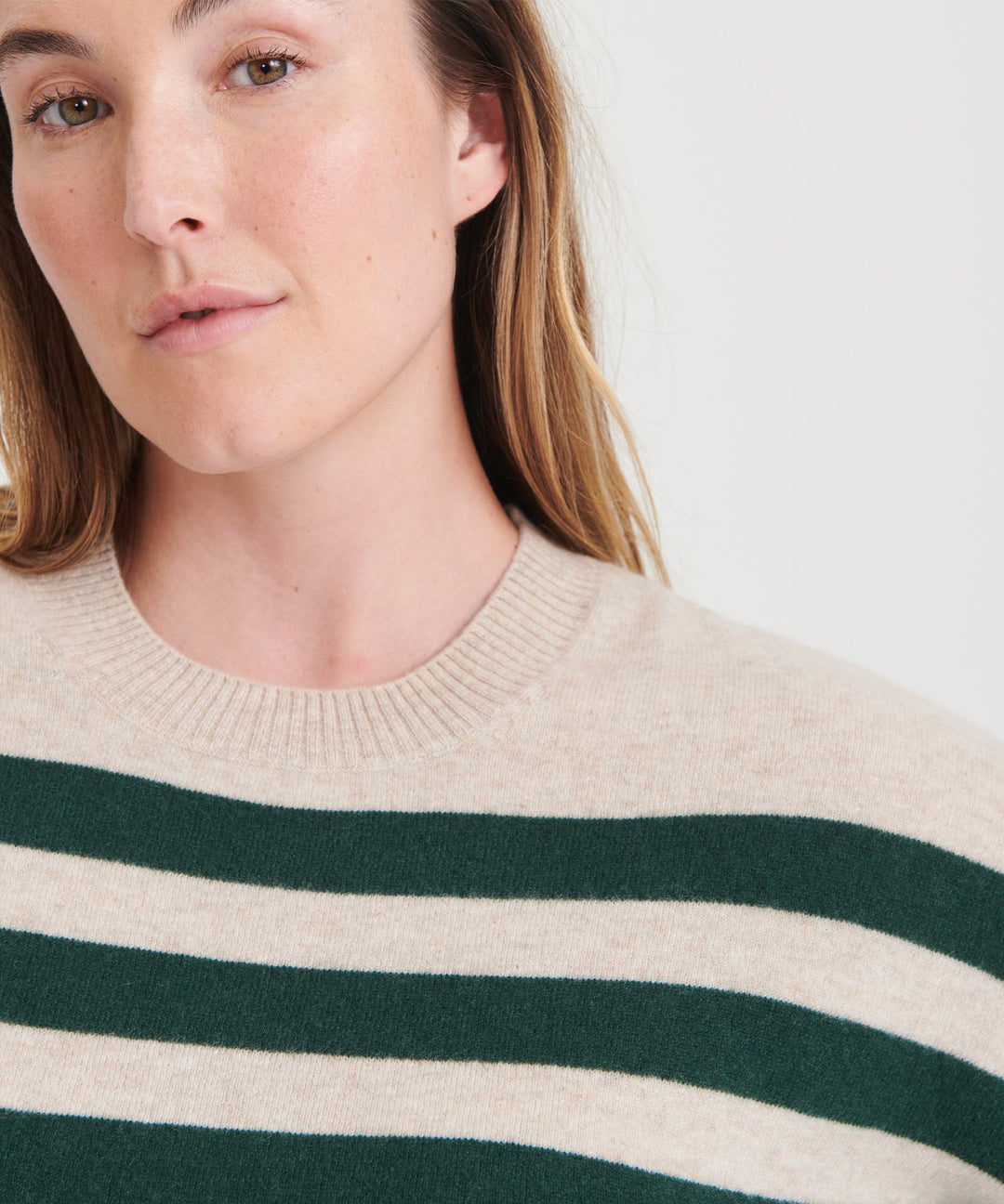 Signature Cashmere Striped Crewneck Sweater