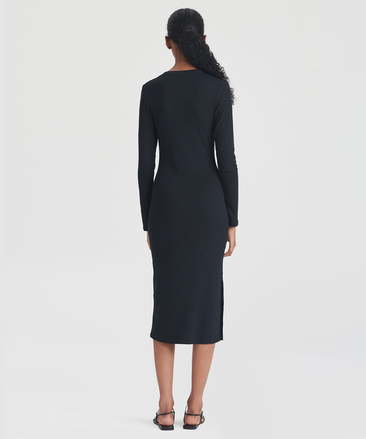 Ribbed Modal Cashmere Crewneck Midi Dress