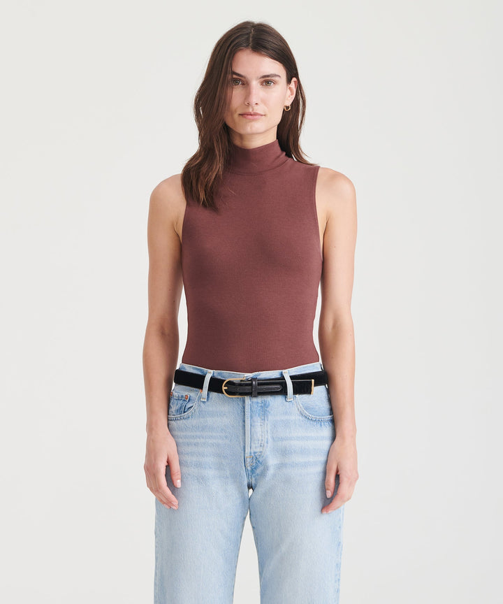 Modal Cashmere Sleeveless Mockneck Bodysuit