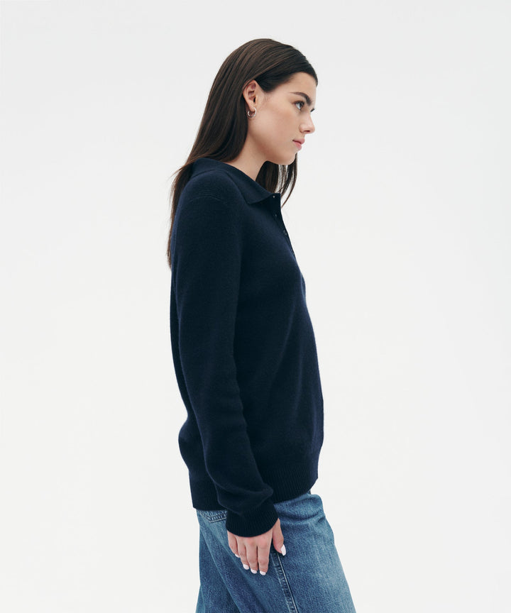 Merino Cashmere Ribbed Polo