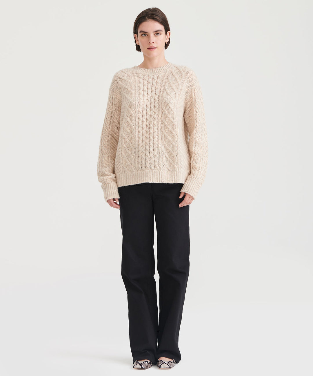 Super Luxe Cashmere Cable Crewneck Sweater