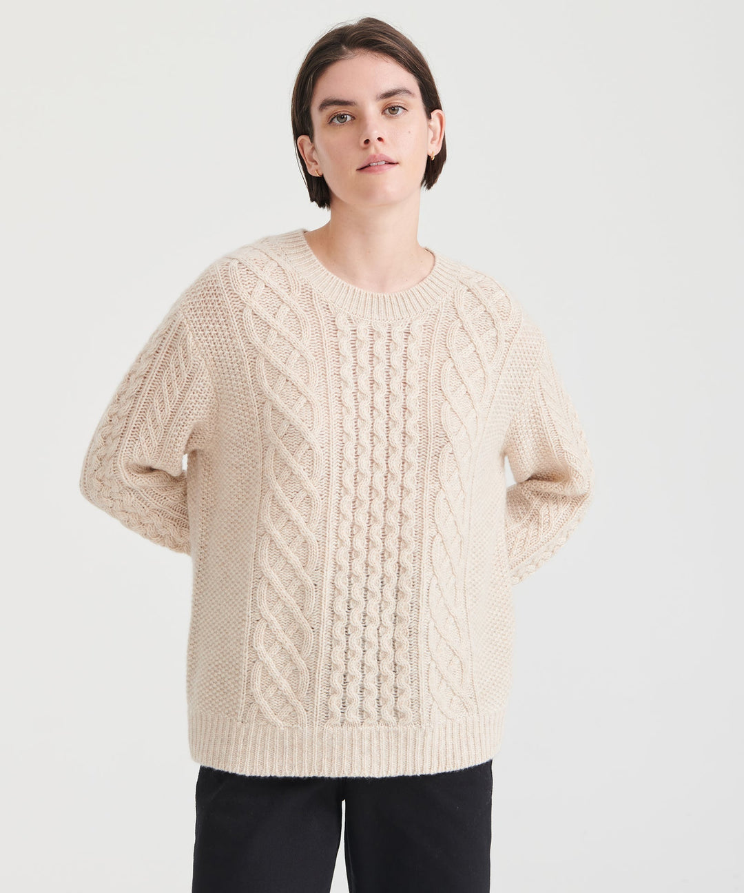 Super Luxe Cashmere Cable Crewneck Sweater