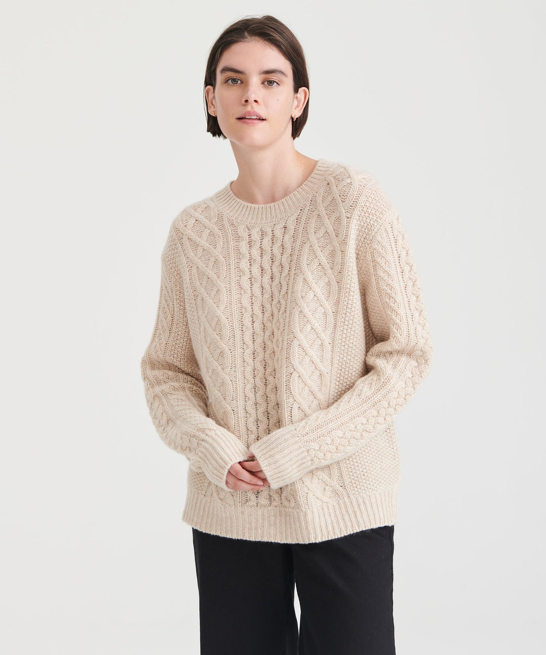Super Luxe Cashmere Cable Crewneck Sweater