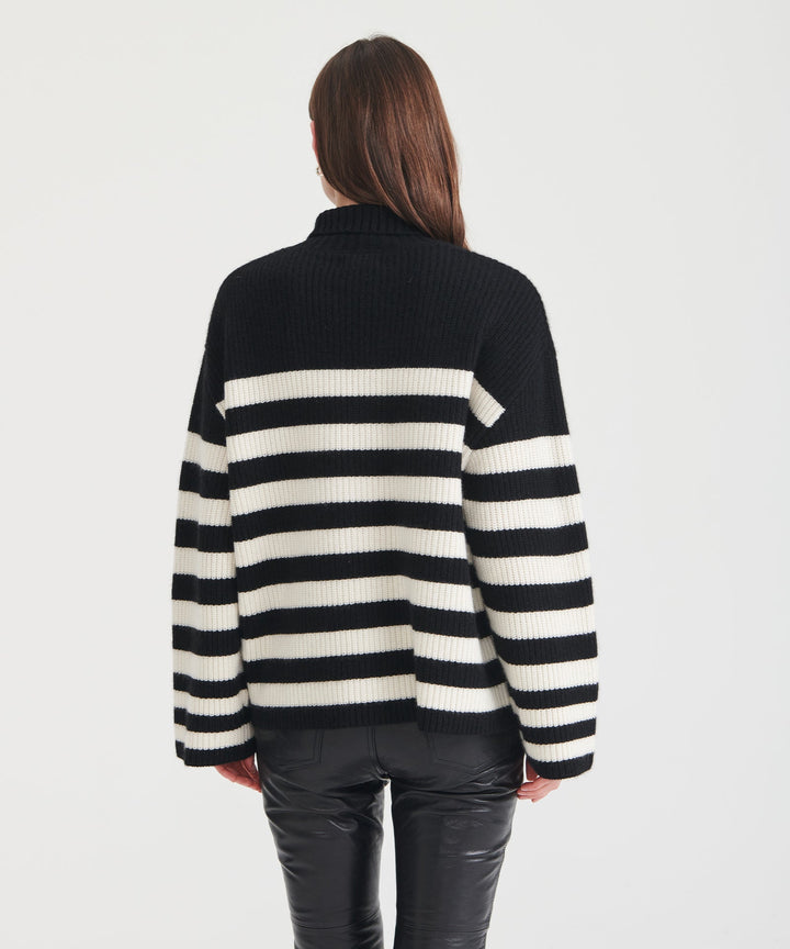 Super Luxe Cashmere Striped Turtleneck