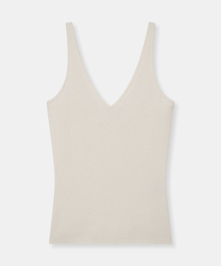 Signature Cashmere Ribbed V-Neck Tank