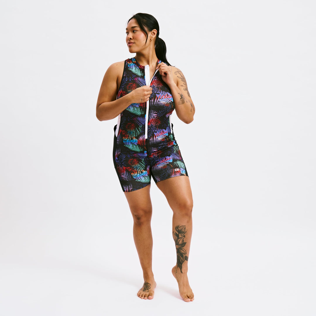 Swim 4.5" Zip Up Unisuit - Palm Dreams