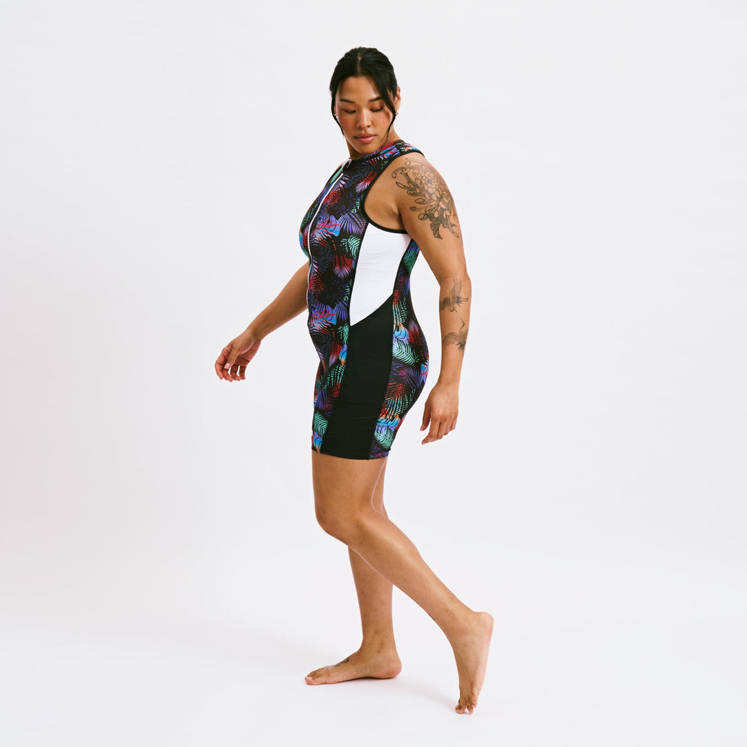 Swim 4.5" Zip Up Unisuit - Palm Dreams
