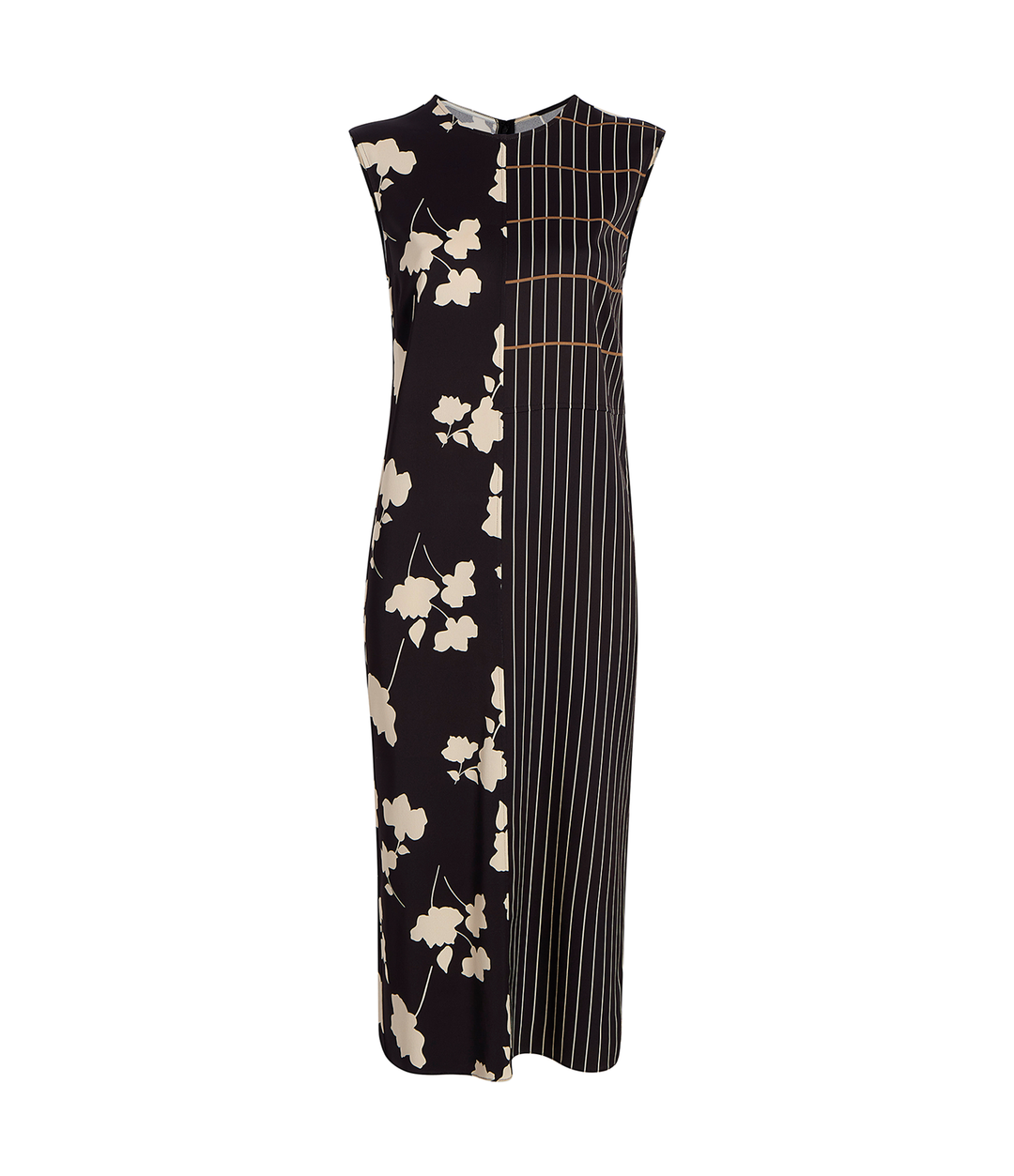 Pinstripe Floral Sleeveless Dress - Resale