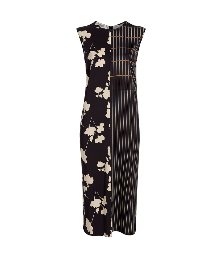 Pinstripe Floral Sleeveless Dress - Resale