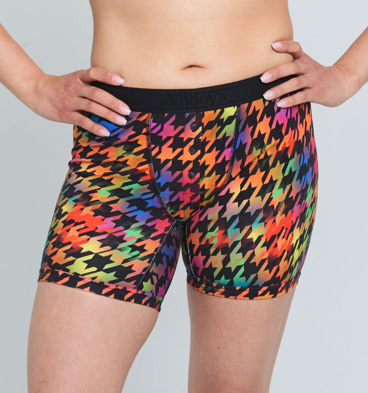 6" Fly Boxer Briefs - Rainbow Houndstooth