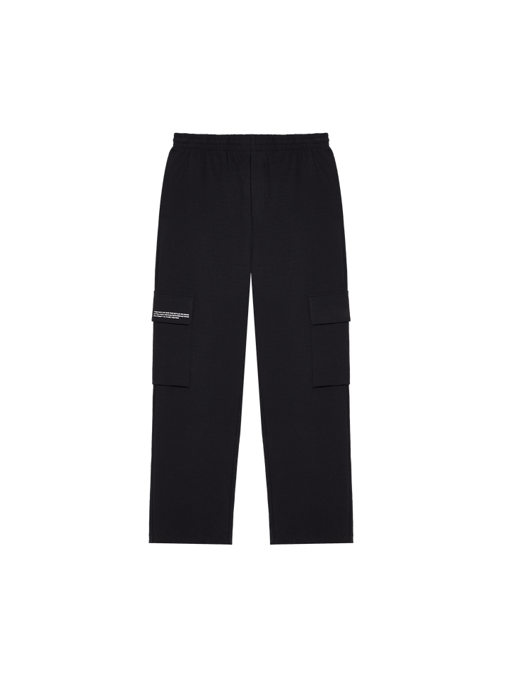 Mens Double Jersey Cargo Track Pants—black