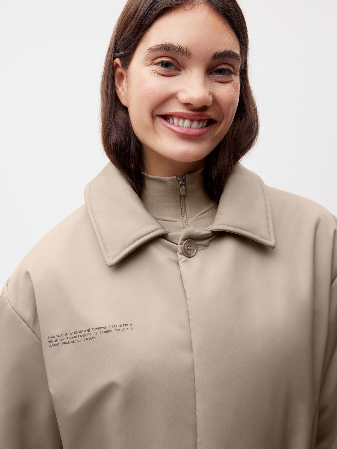 Womens Flower-Warmth Trench Coat—taupe