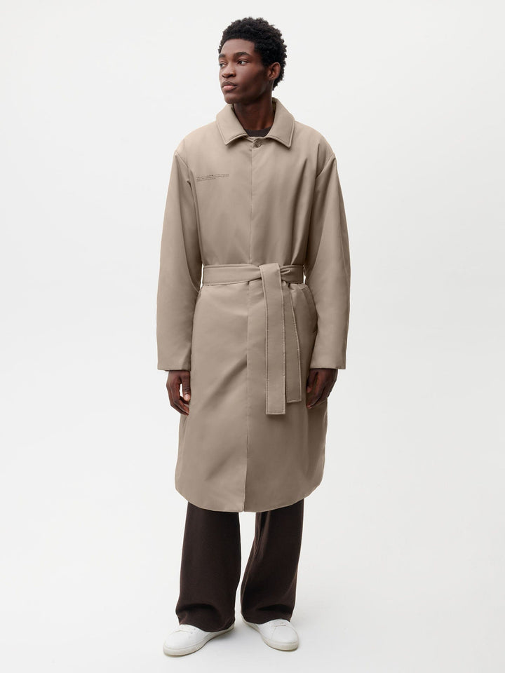 Mens Flower-Warmth Trench Coat—taupe