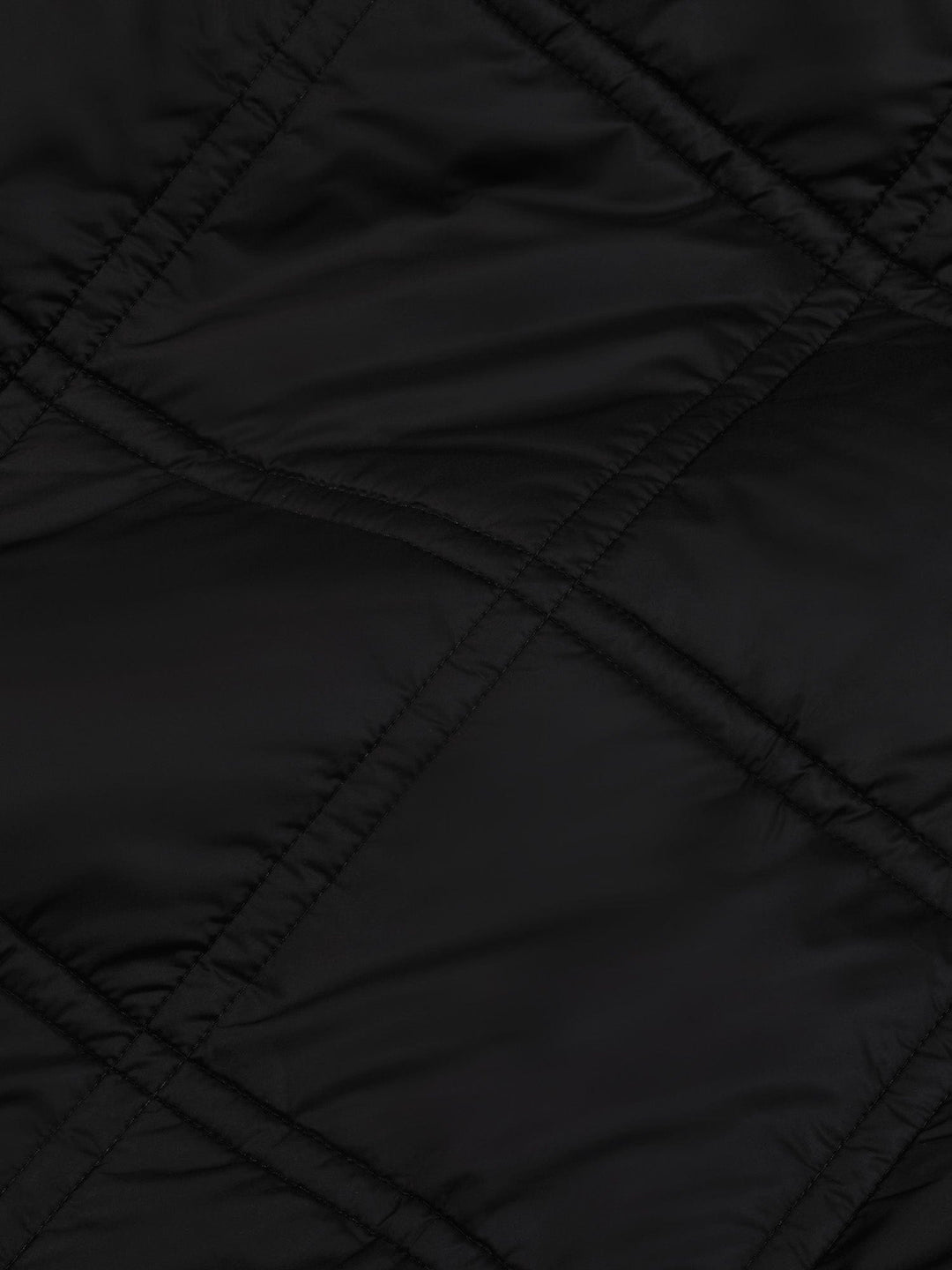 Womens Flower-Warmth Quilted Collarless Jacket —black