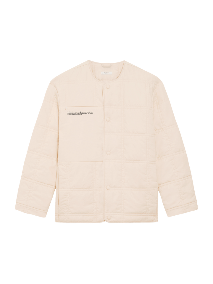 Mens Flower-Warmth Quilted Collarless Jacket—sand