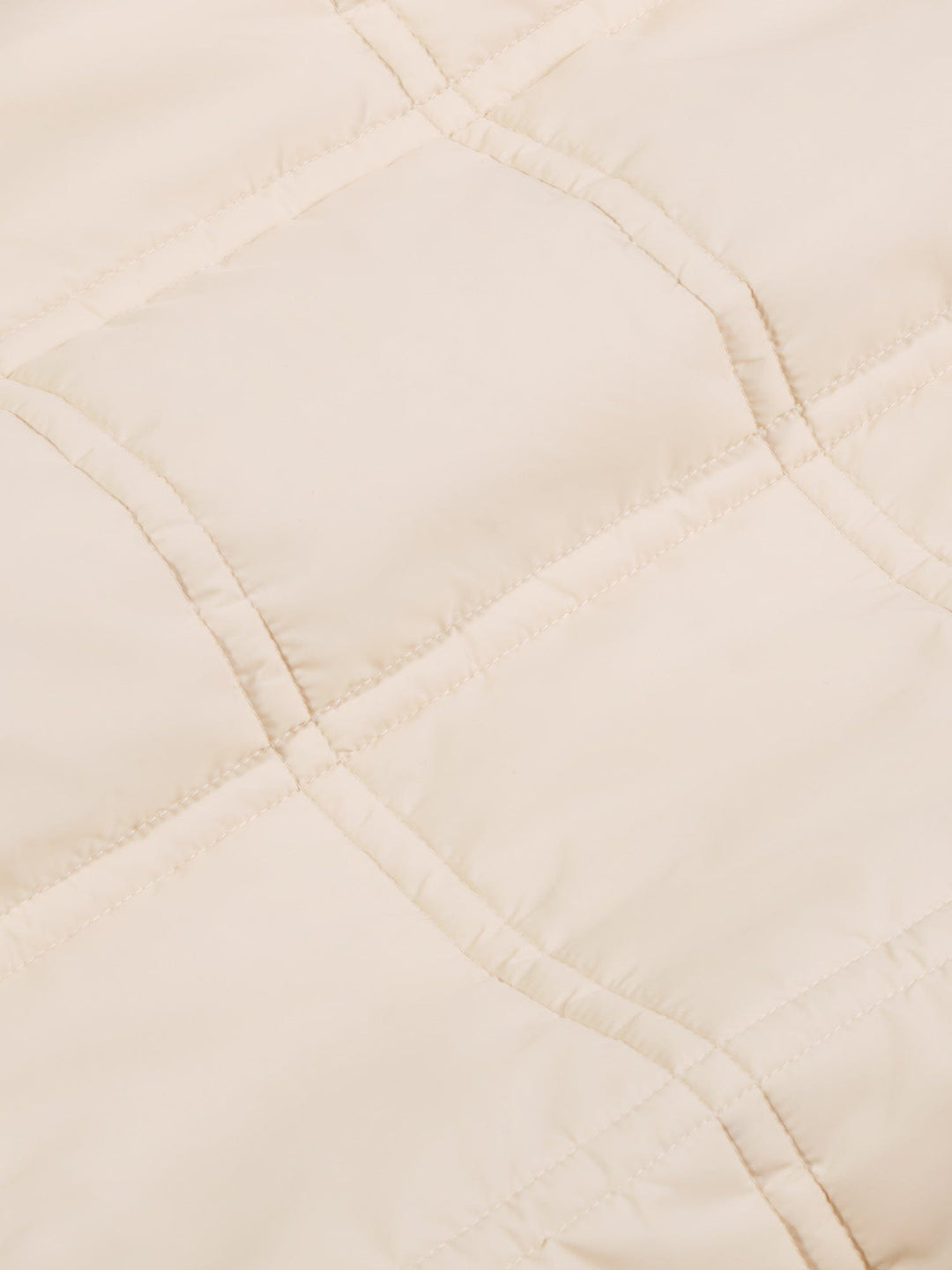 Womens Flower-Warmth Quilted Collarless Jacket—sand