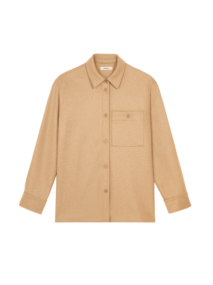 Womens Recycled Wool Long-Sleeve Shirt—Desert Camel