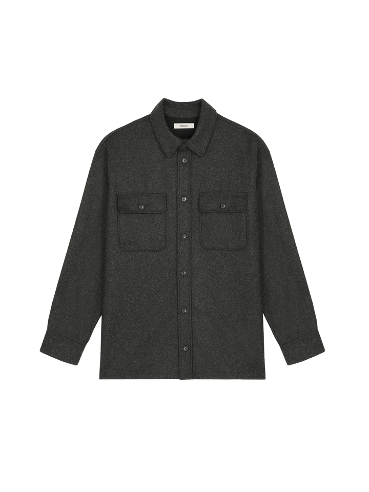 Mens Recycled Wool Long-Sleeve Shirt—Mercury Grey
