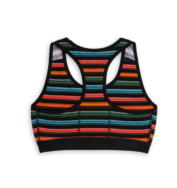 Racerback Sports Bra - Retro Rainbow Stripe