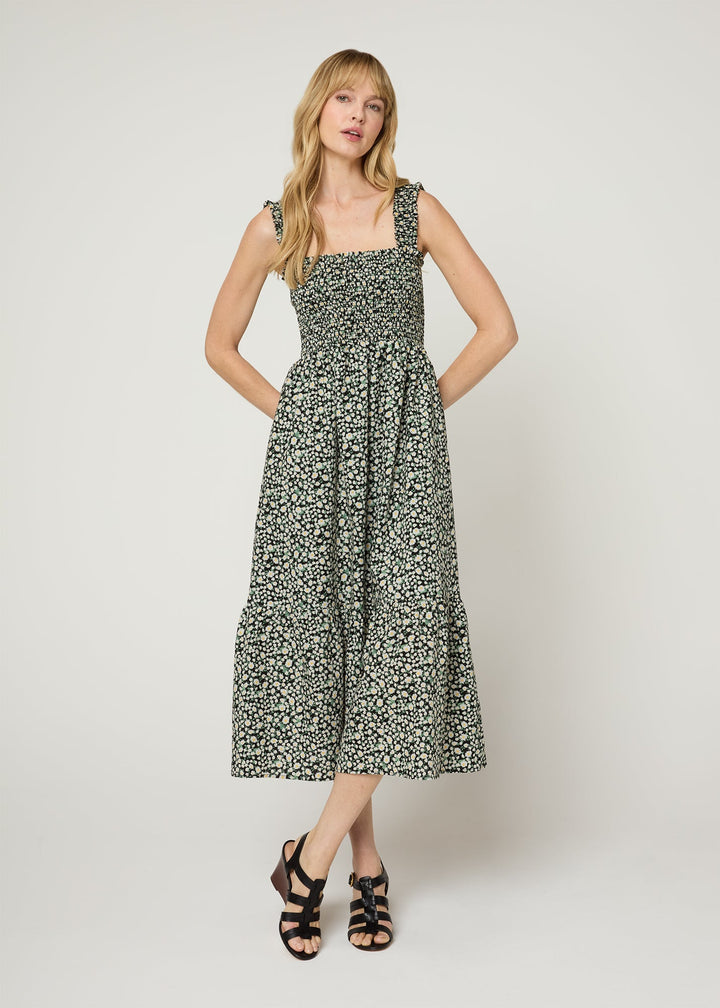 The Smocked Ruffle Tank Midi Dress