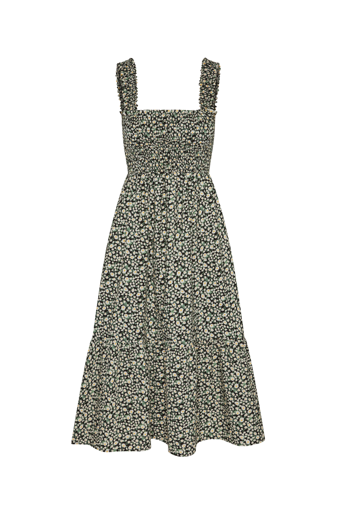 The Smocked Ruffle Tank Midi Dress