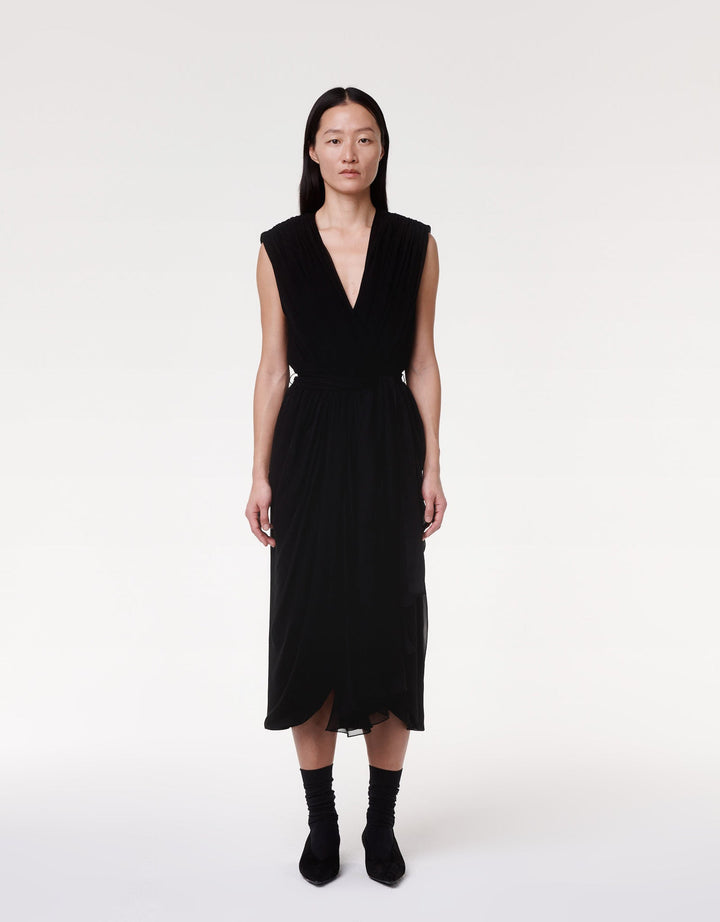 Silk Chiffon Gathered Dress