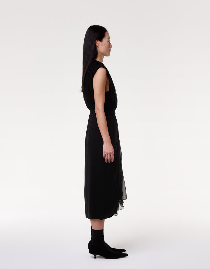 Silk Chiffon Gathered Dress