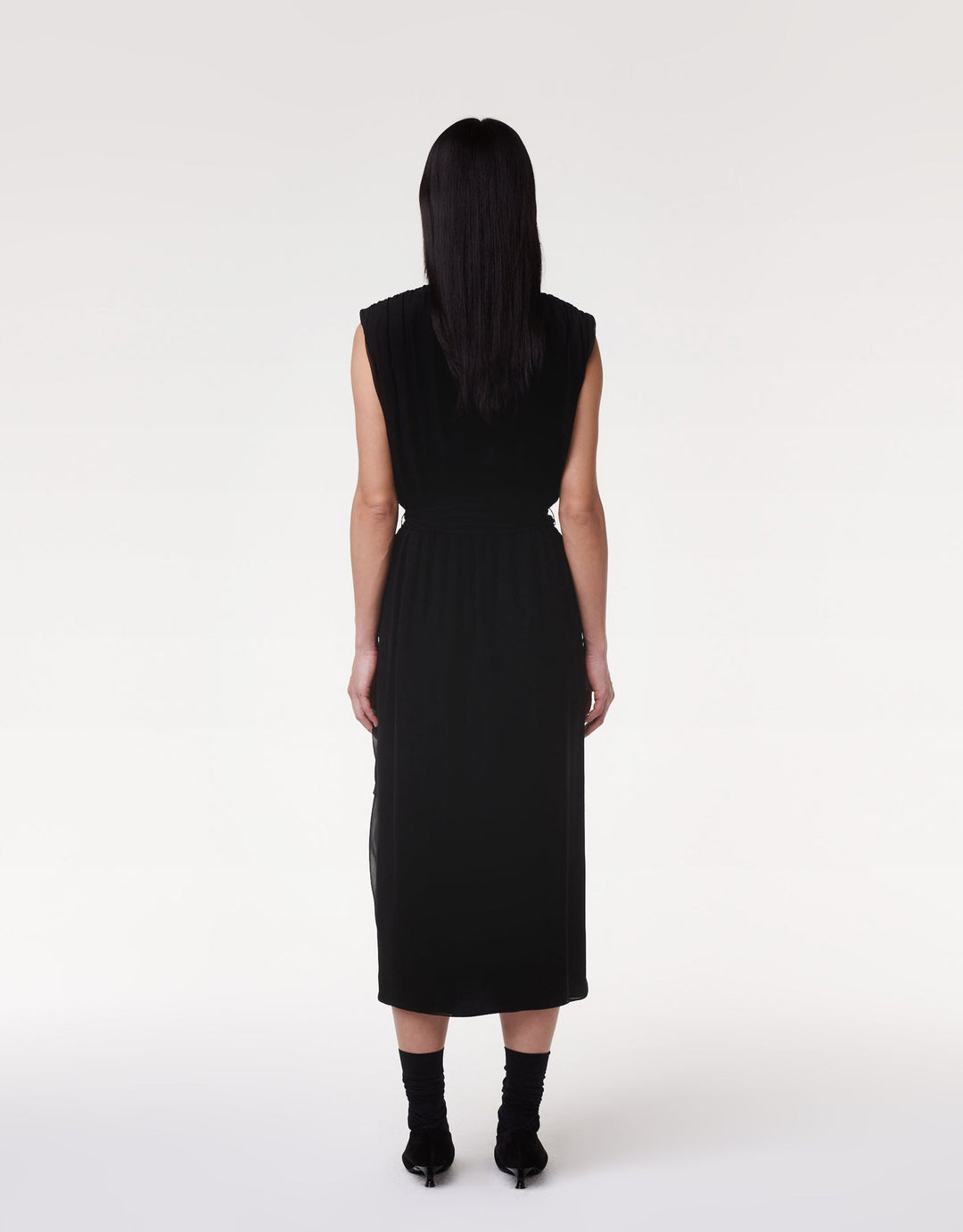 Silk Chiffon Gathered Dress