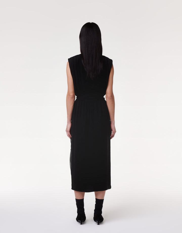 Silk Chiffon Gathered Dress