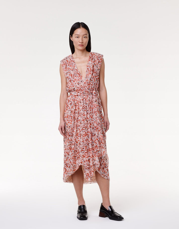 Silk Chiffon Gathered Dress