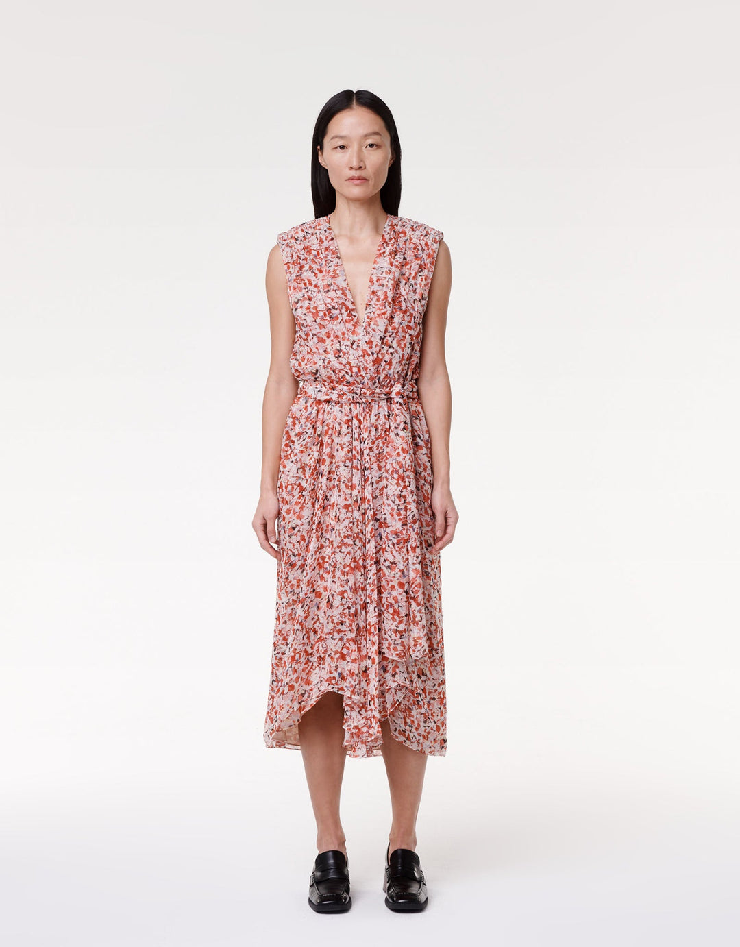 Silk Chiffon Gathered Dress