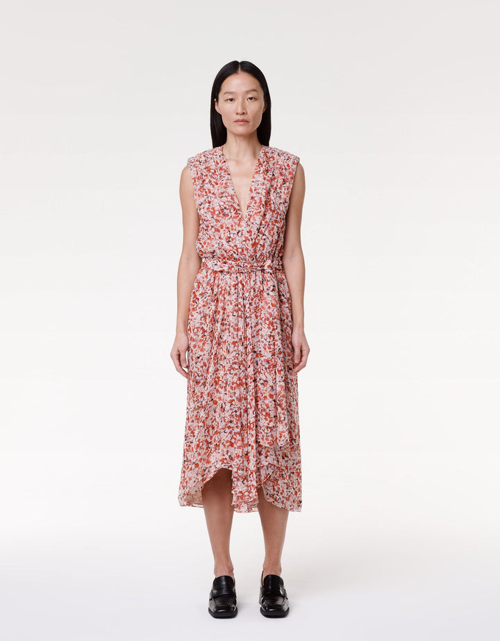 Silk Chiffon Gathered Dress