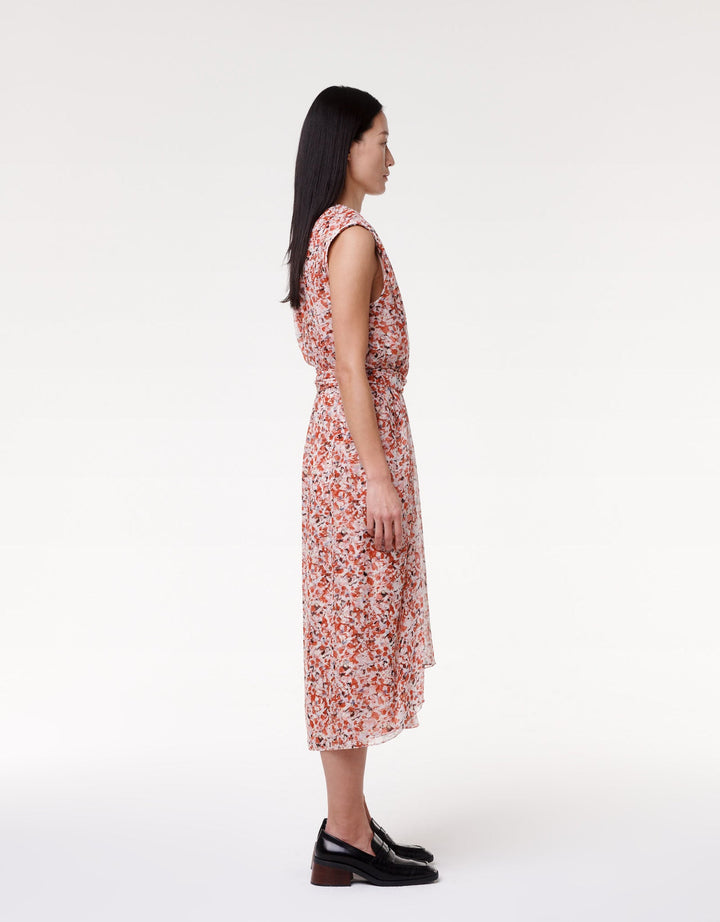 Silk Chiffon Gathered Dress