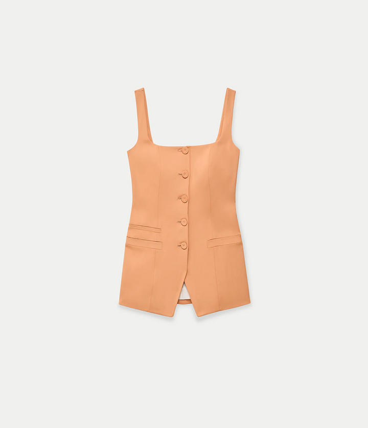 Square Neck Buttoned Top