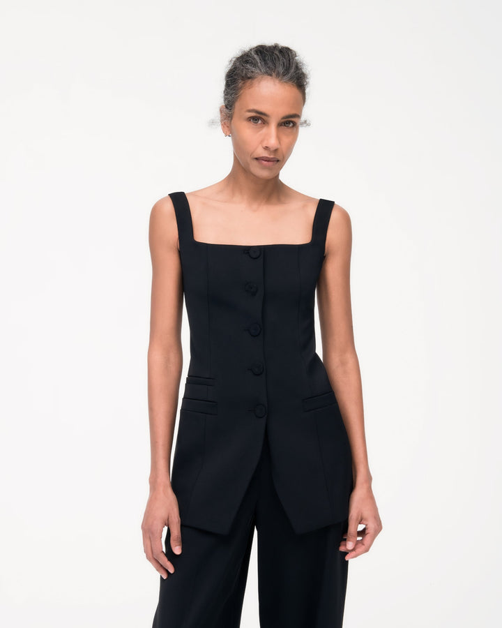 Square Neck Buttoned Top