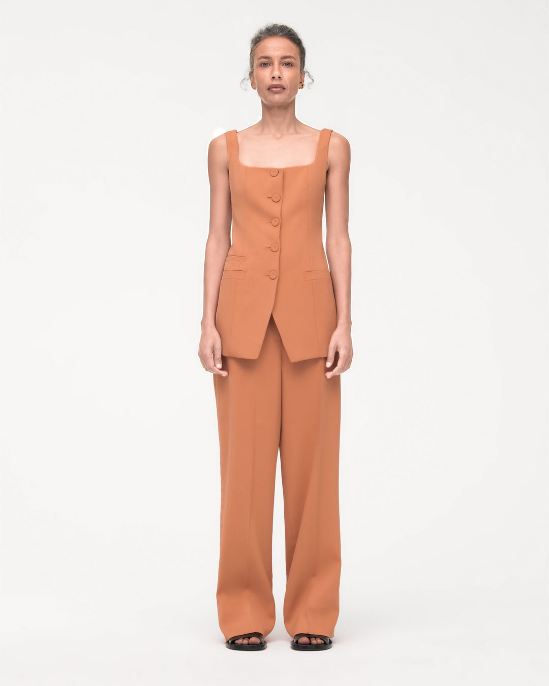 Square Neck Buttoned Top