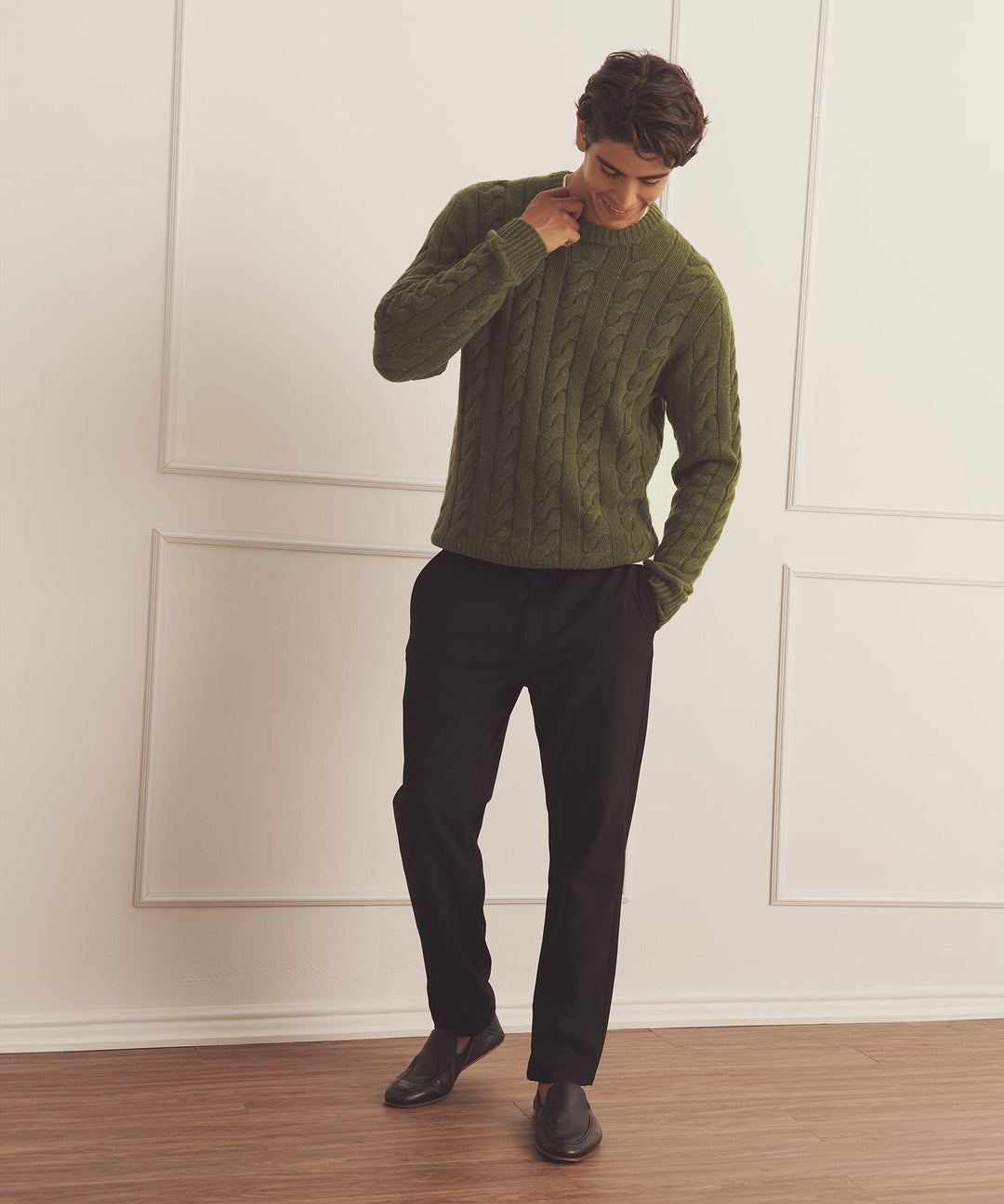 Super Luxe Cashmere Cable Crewneck