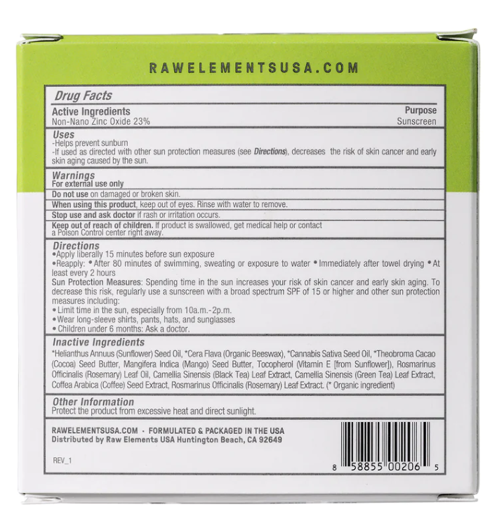 raw elements face and body sunscreen SPF 30