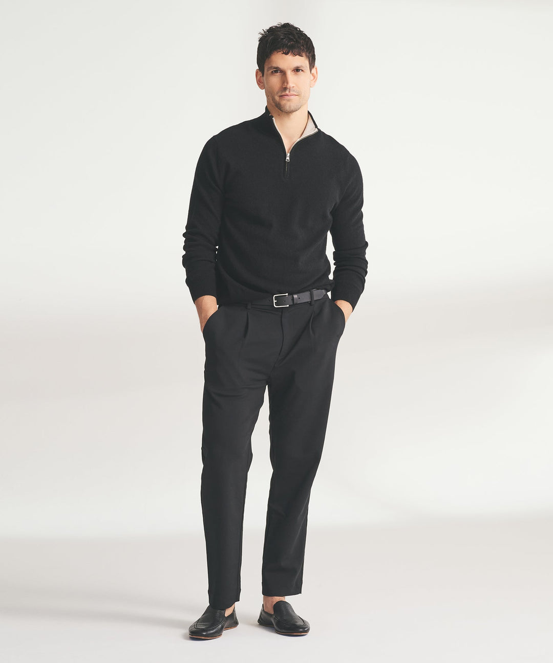 Signature Cashmere Color Blocked Quarter Zip