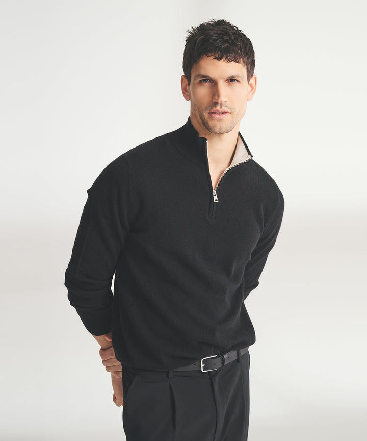 Signature Cashmere Color Blocked Quarter Zip